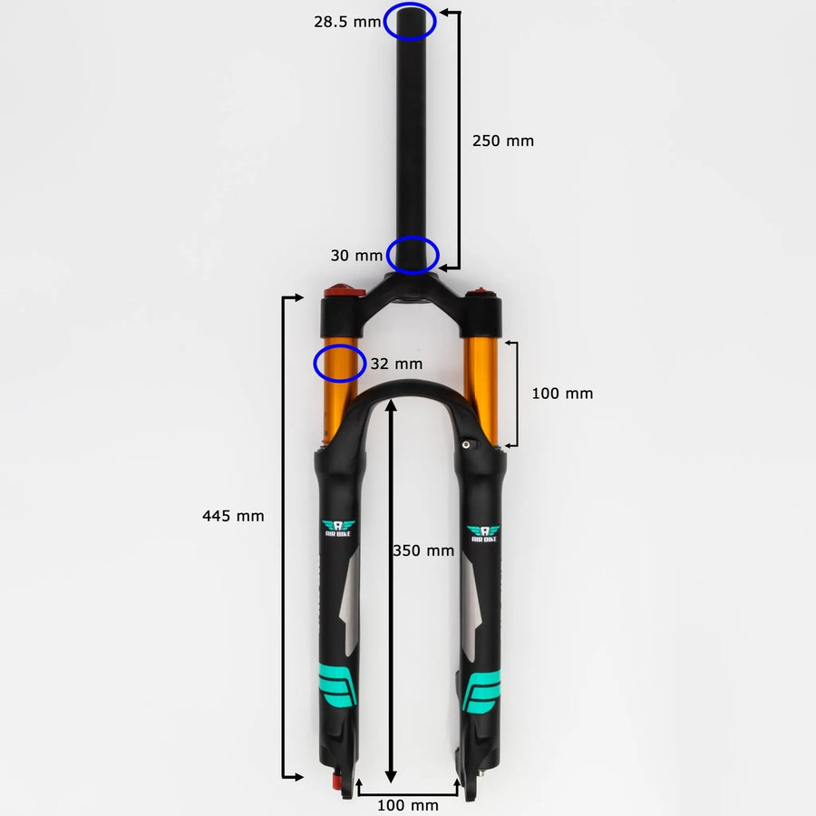 26 Air Bike Air Fork 100mm Mountain Bike Suspension Fork, Travel & Rebound 1 1/8 inch Threadless Straight Steerer Disc Brake Compatible, Air Suspension System - Air BikeSuspension Fork