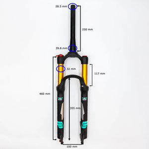 26 Inch Air Fork Tapered XC32A Black 100mm Travel & Rebound Suspension Fork Air Bike - Air Bike