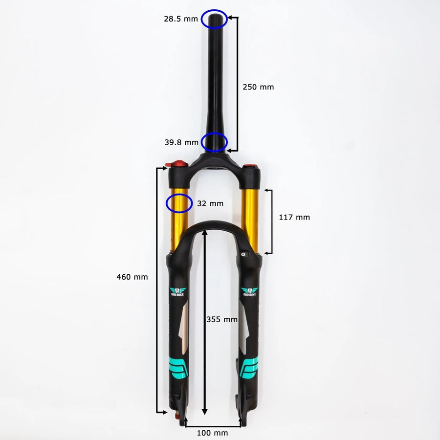 26 Inch Air Fork Tapered XC32A Black 120mm Travel & Rebound Suspension Fork Air Bike - Air BikeSuspension Fork