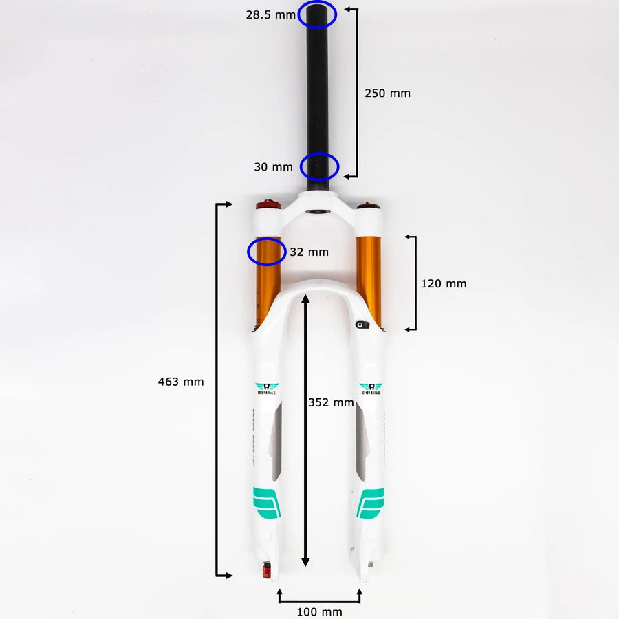 26 Inch Air Fork XC32A 120mm Travel & Rebound Quick Release - White - Air BikeSuspension Fork