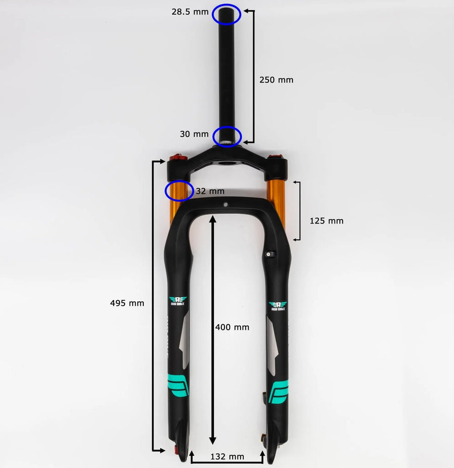 26 Inch Fat Tyre Air Fork 120mm Travel + Lockout and Rebound Black - Air Bike - Air BikeSuspension Fork