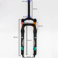 Thumbnail for 26 Inch Fat Tyre Suspension Fork 120mm Travel + Lockout Black - Air Bike - Air BikeSuspension Fork