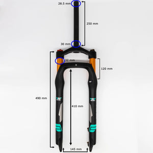 26 Inch Fat Tyre Suspension Fork 120mm Travel + Lockout Black - Air Bike - Air Bike
