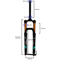 Thumbnail for 27.5 Air Fork 140mm Bolt Thru Axle MTB Mountain Bike XC32A Air Bike Suspension - Air Bike