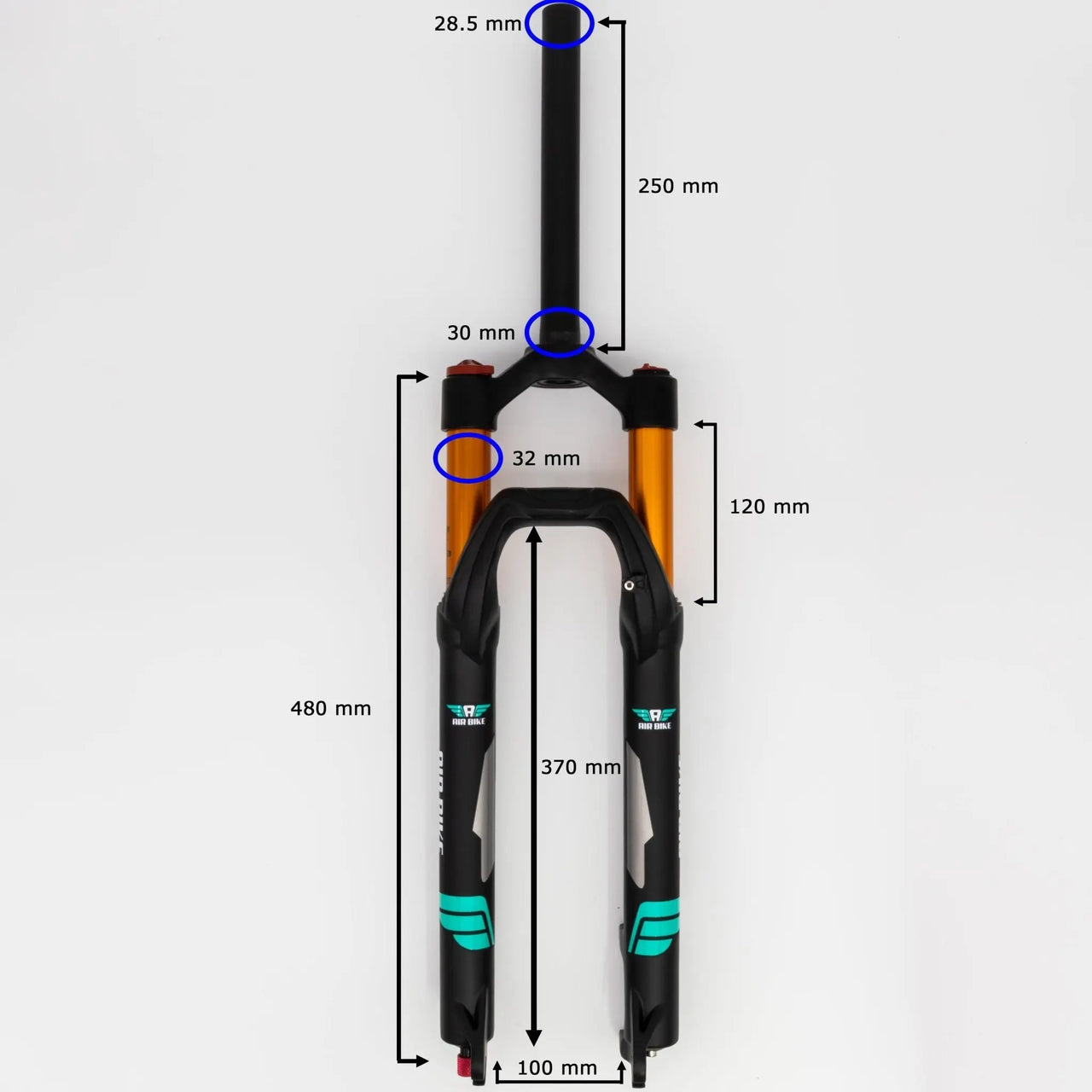 27.5 Inch Air Fork XC32A 120mm Travel & Rebound - Straight Steerer Black Quick Release - Air BikeSuspension Fork