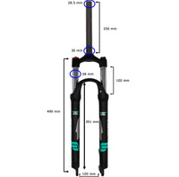 Thumbnail for 27.5 Inch Tapered Suspension Fork Black Air Bike XC28 100mm Travel & Lockout Mountain Bike Quick Release Fork - Air BikeSuspension Fork