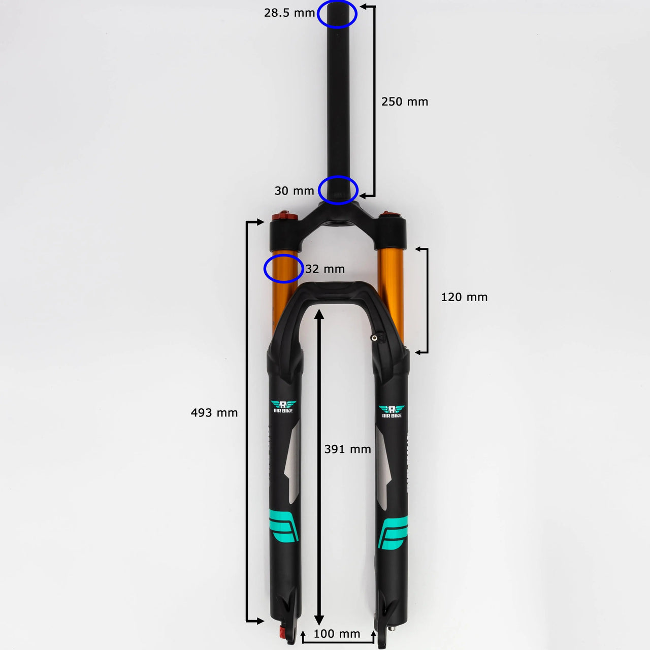 29 Inch Air Fork XC32A 120mm Travel & Rebound - Straight Steerer Black - Air BikeSuspension Fork