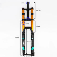 Load image into Gallery viewer, Air Bike 26 Inch Downhill Mountain Bike Suspension Fork 170mm Travel &amp; Rebound Adjustment, Shock Absorber, 1 1/8 Straight Steerer Tube, Hydrolic Gated Lockout System, Black and Gold - Air Bike
