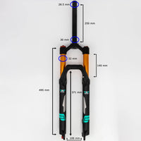 Thumbnail for Airbikeuk 26 Air Fork 140mm Travel XC32A Black Rebound MTB Suspension Fork - Air Bike