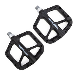 Mountain Bike Pedals - Neon Series Black - Nylon Composite Flat Platform MTB - Air Bike